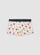 White midi boxer shorts in stretch organic cotton with French fries print_0