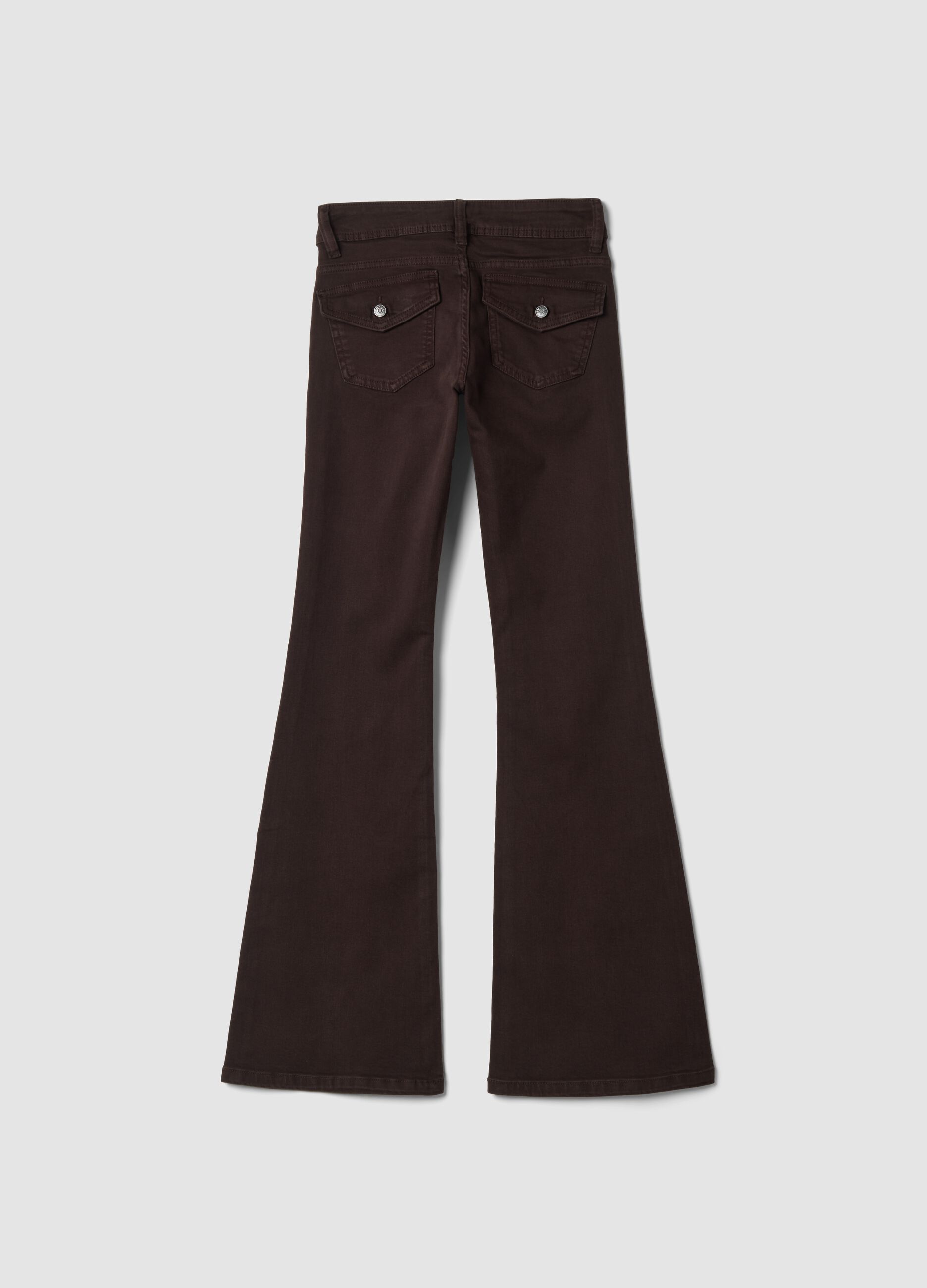 Jeans marroni flare in cotone elasticizzato