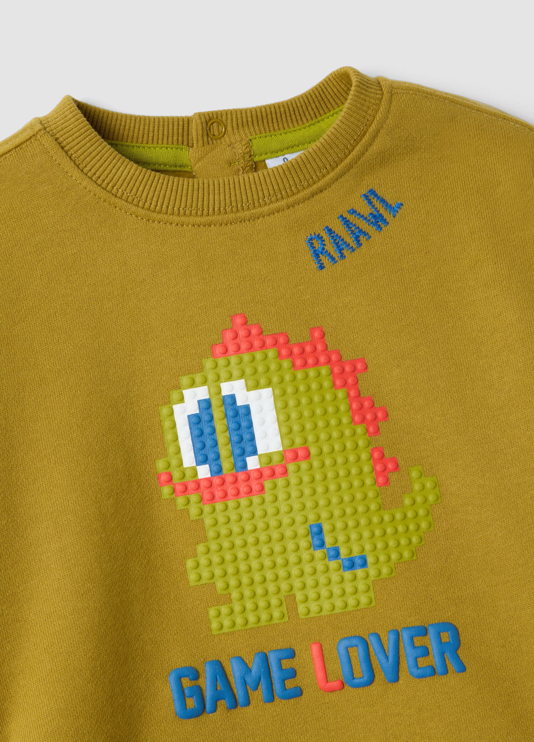 Ecru crew-neck sweatshirt in pure organic cotton