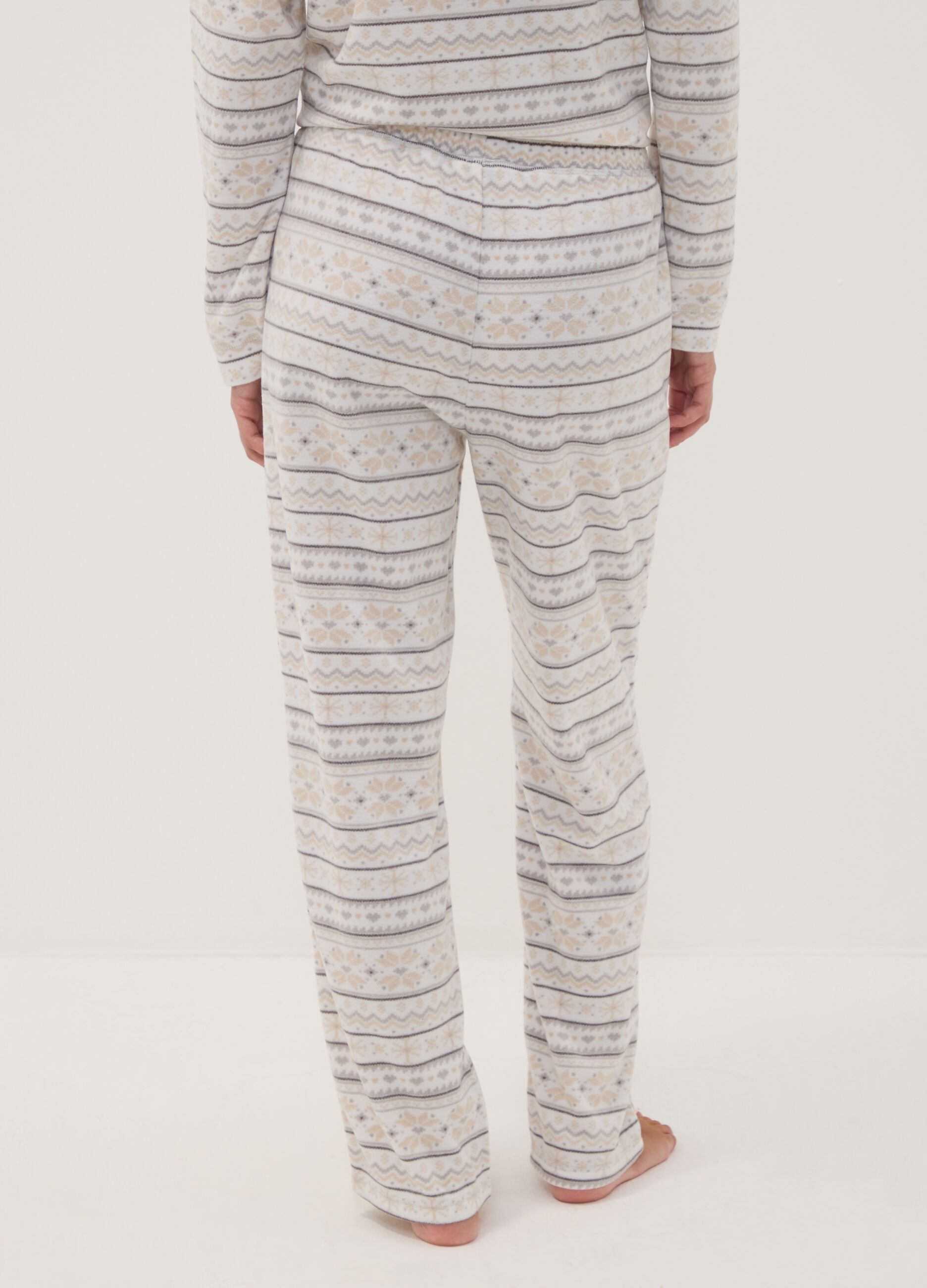 White Nordic-print pyjama trousers