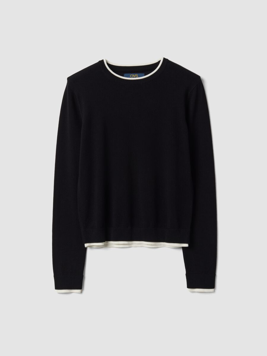 Black long-sleeved viscose-blend top_4