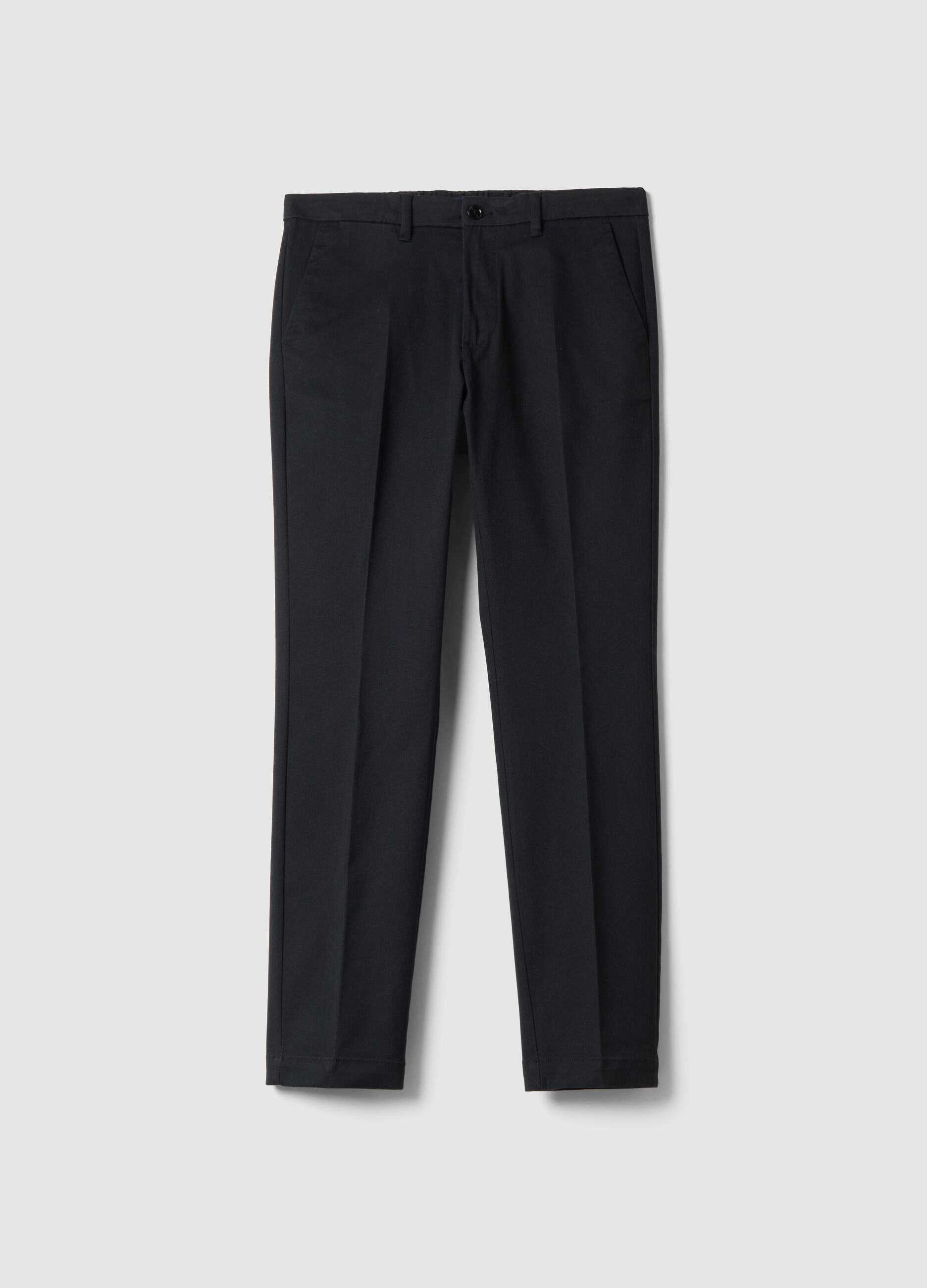 Grey slim-fit stretch twill chino trousers