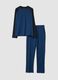 Pigiama blu navy in puro cotone organico con girocollo_0