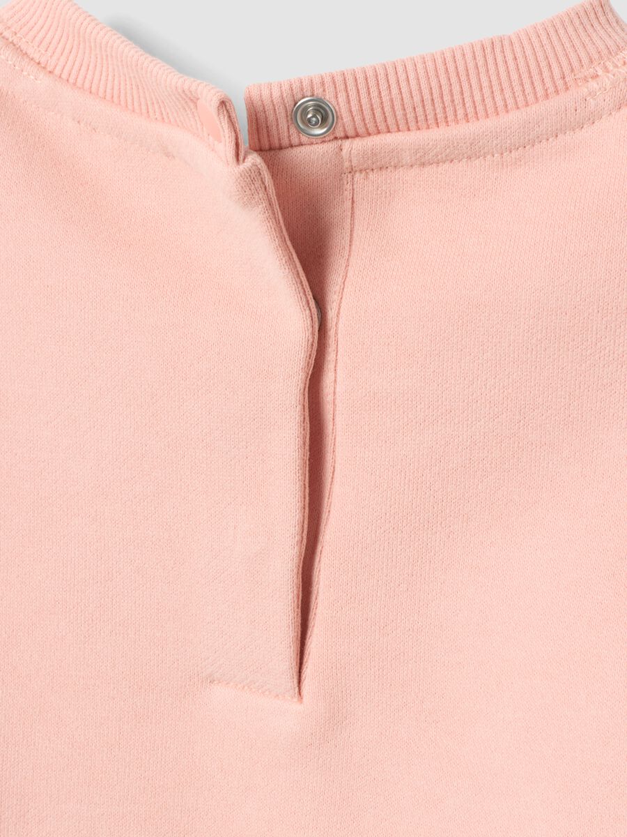 Light pink pure cotton sweatshirt with bows and crew neck_3