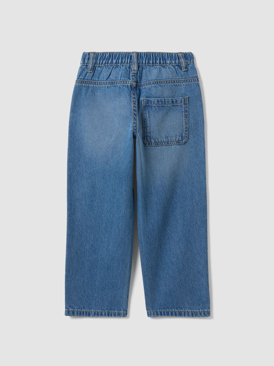 Light Blue Pure Cotton Wide-Leg Jeans for Boys_1