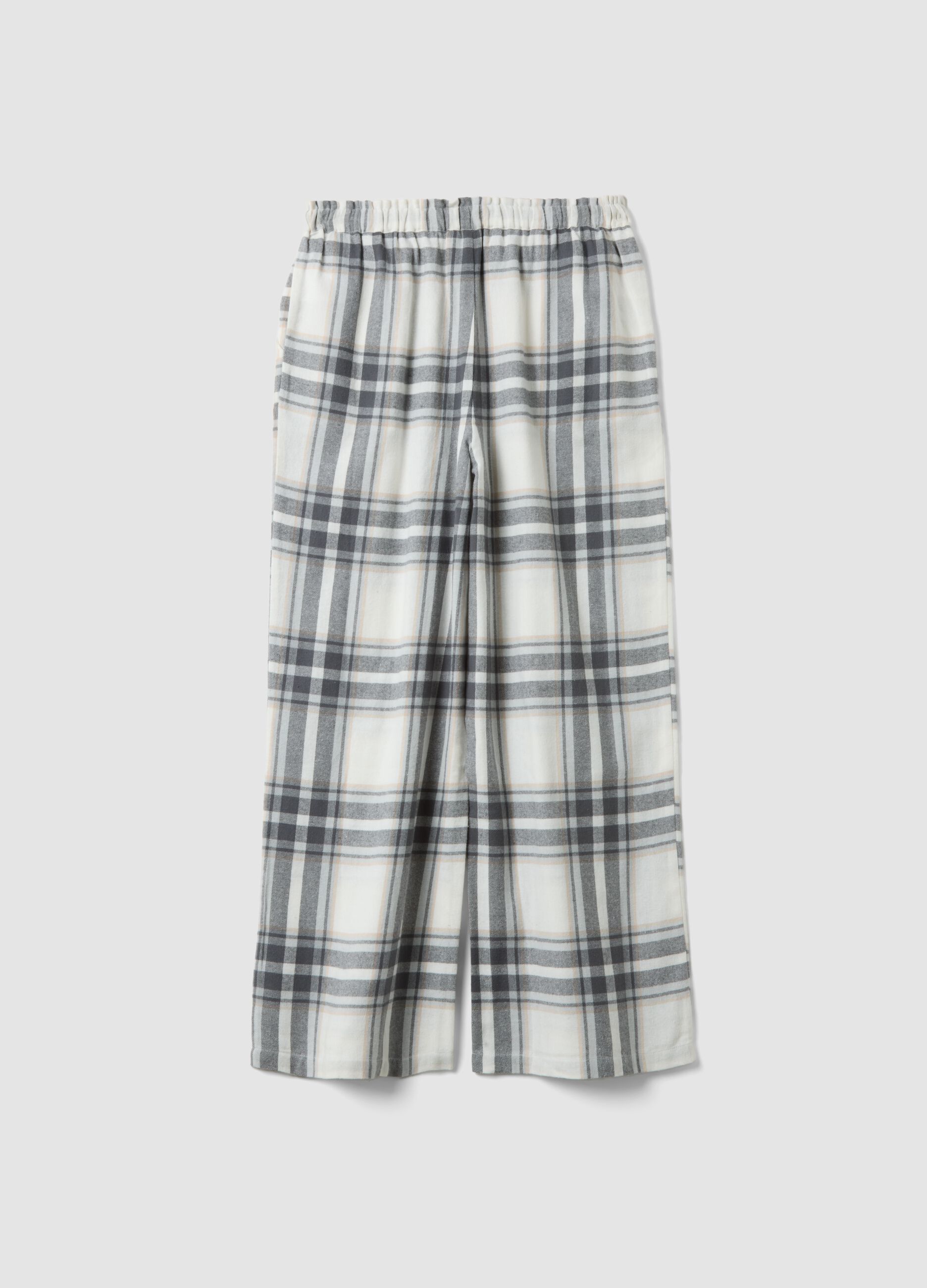 White checked organic pure cotton flannel pyjama bottoms