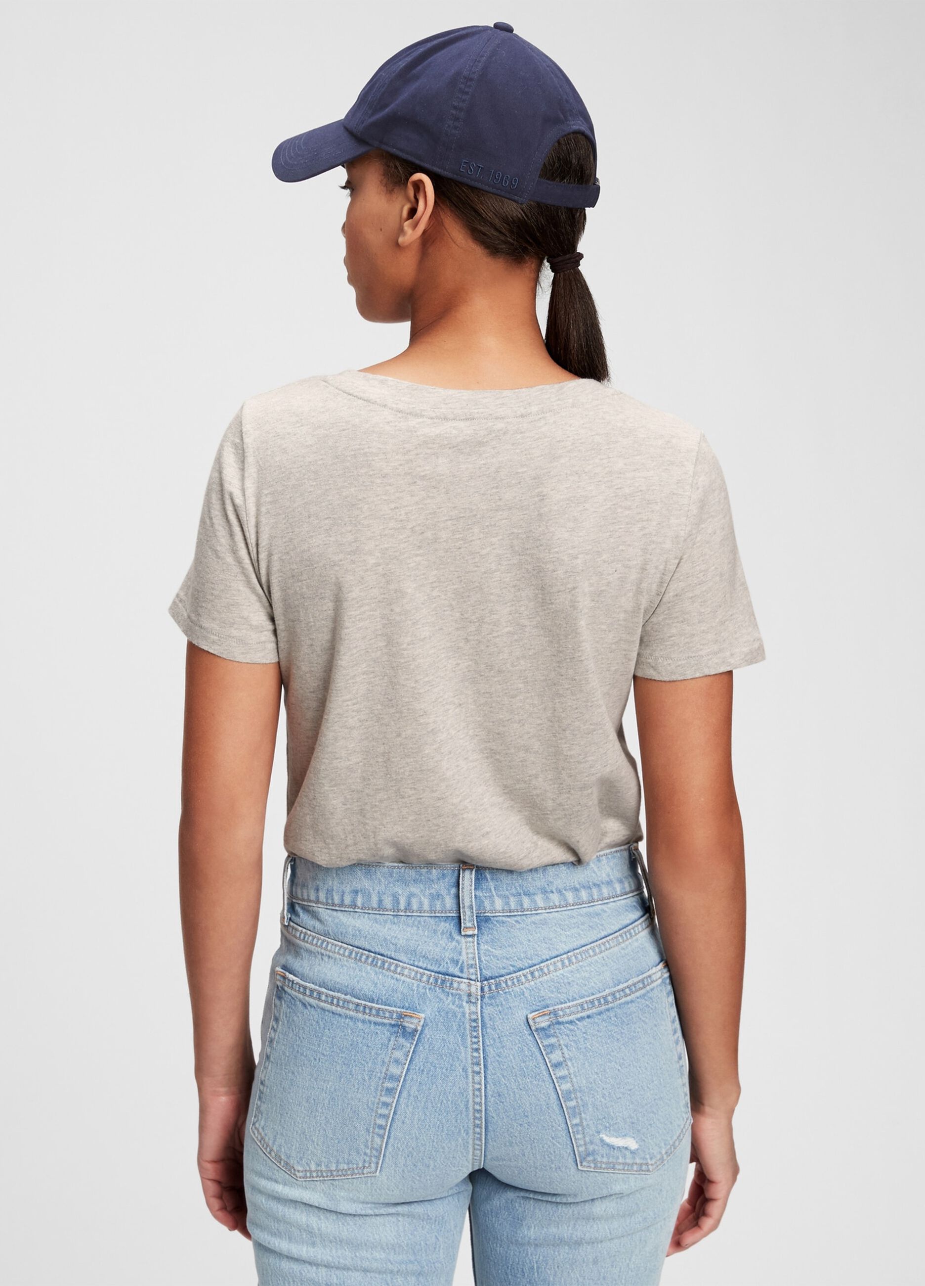M&eacute;lange T-shirt with V neck