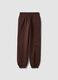 Brown cotton-blend joggers with elasticated waist, regular fit_0