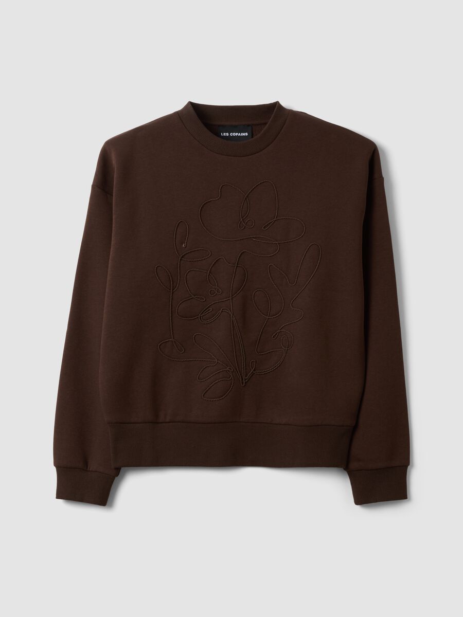 Brown cotton-blend crew-neck sweatshirt, regular fit_4