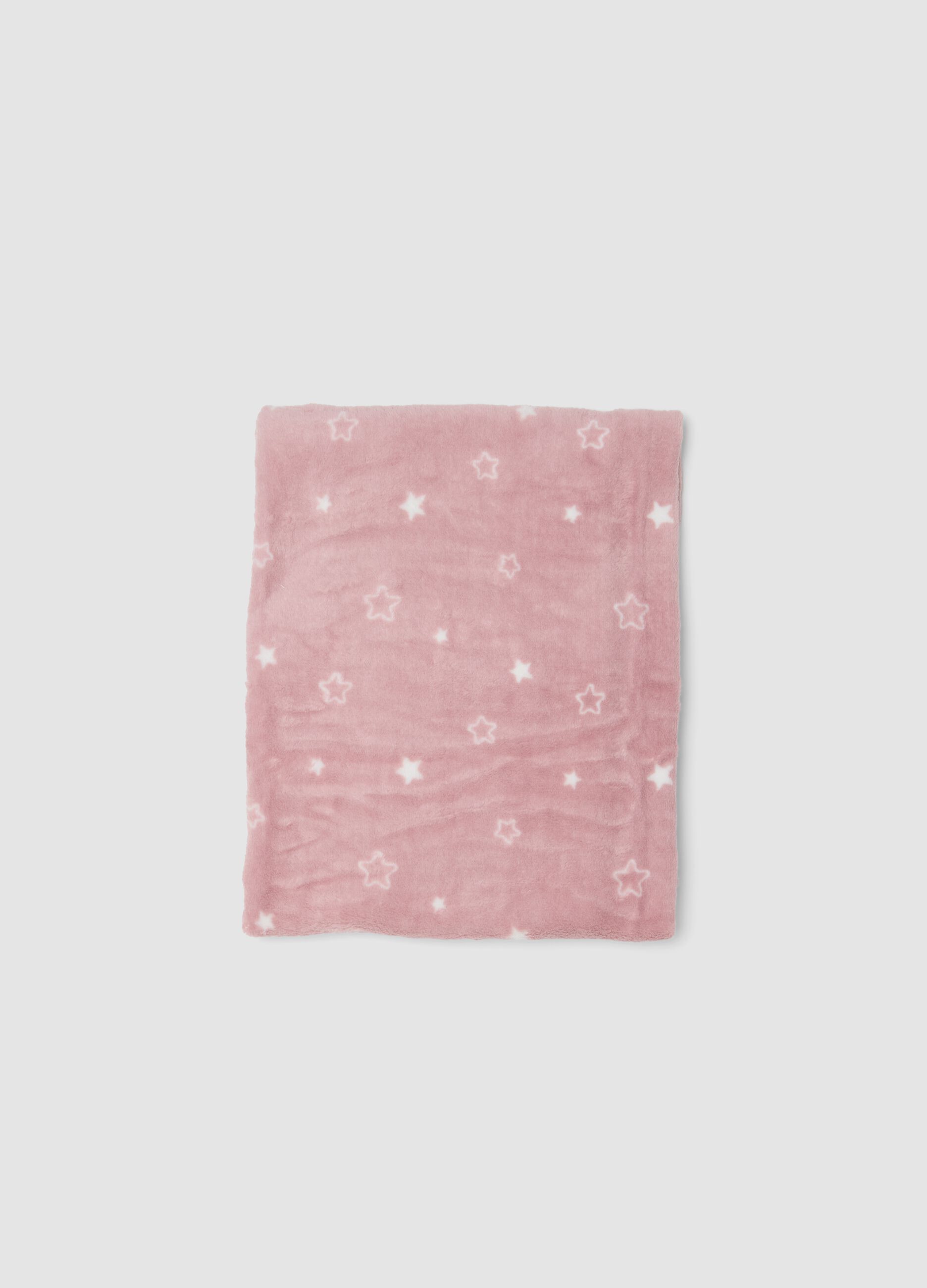 Copertina rosa con stampa stelle per culla effetto pelliccia