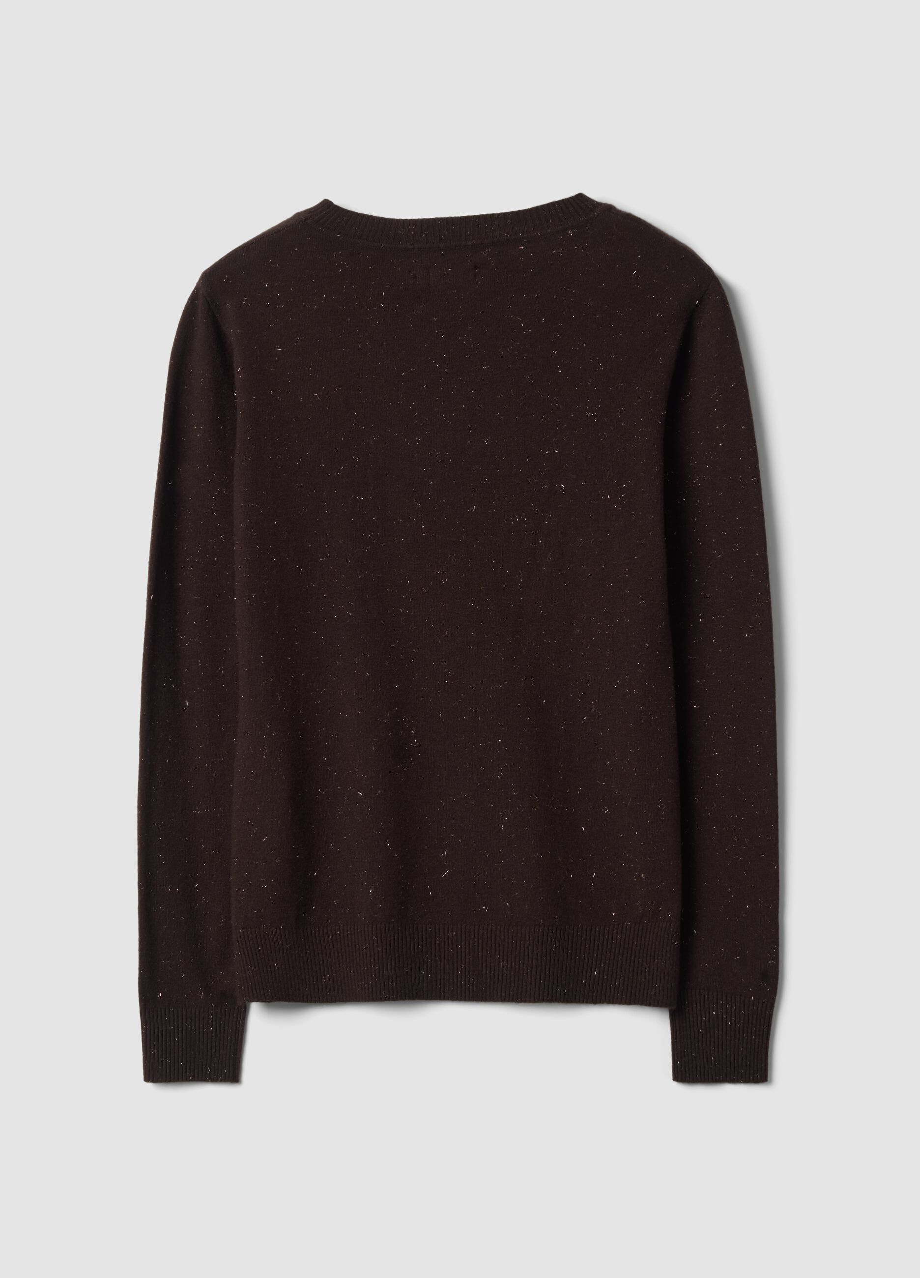 Brown viscose-blend top with m&eacute;lange yarns