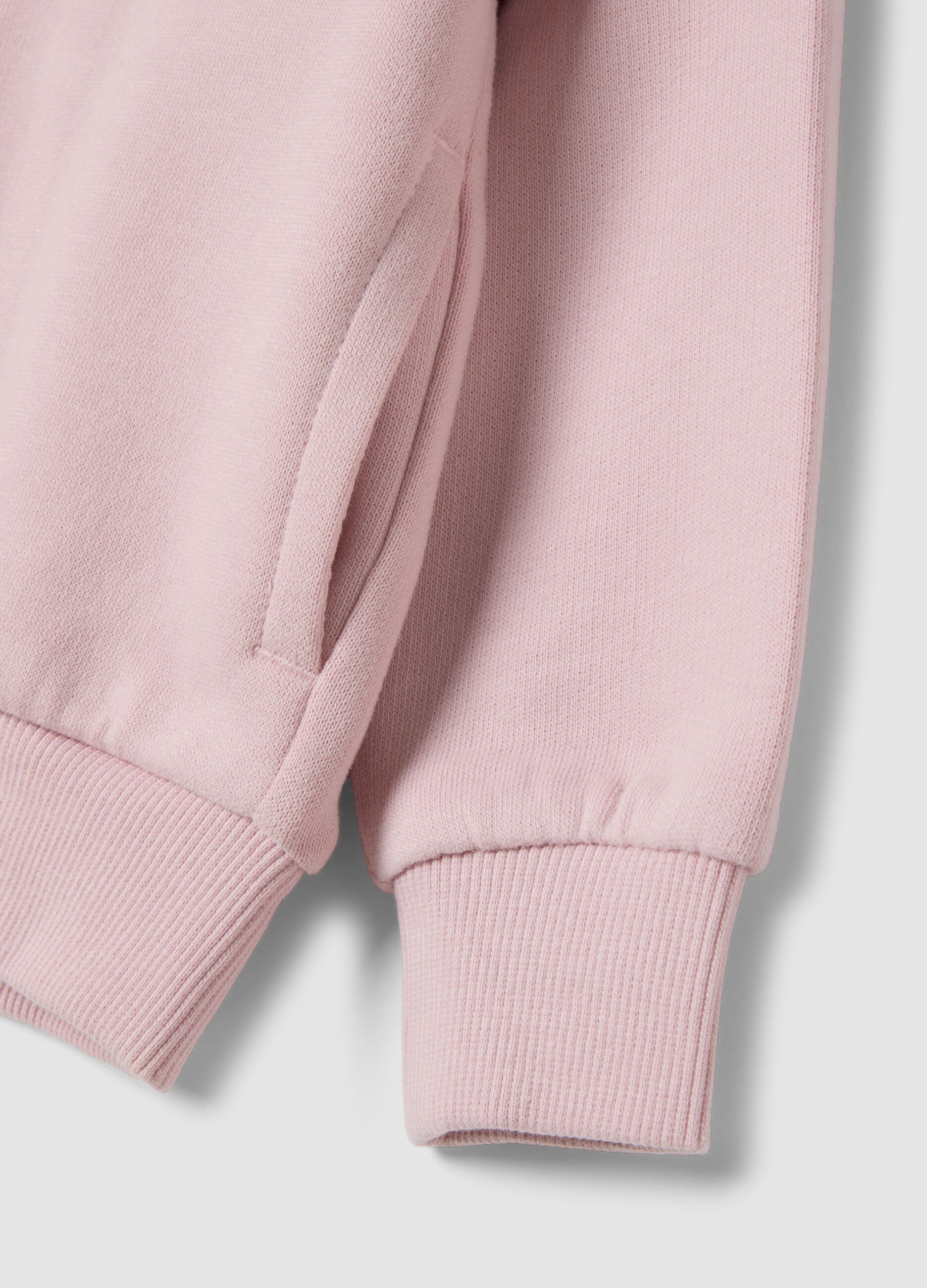 Light pink hooded sweatshirt in pure organic cotton