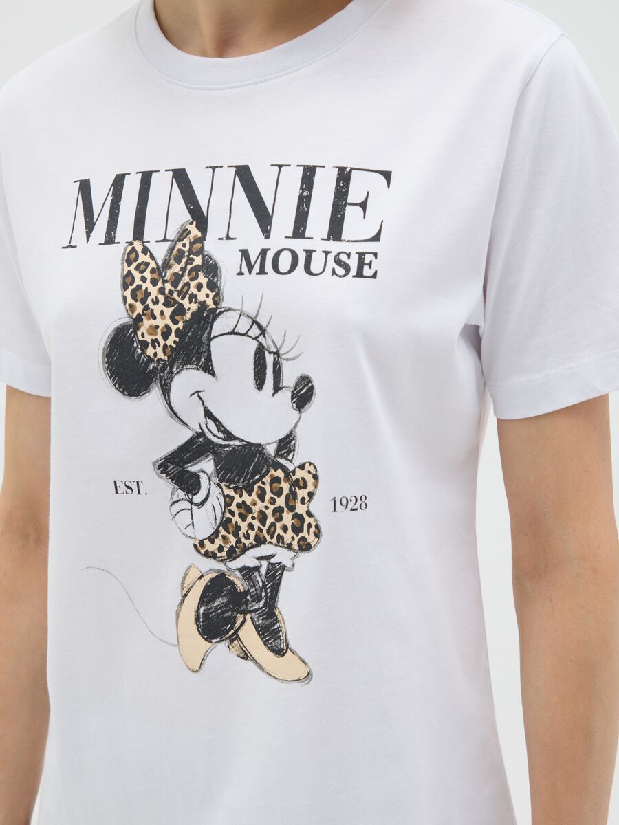 White pure cotton regular fit T-shirt with Minnie print_2