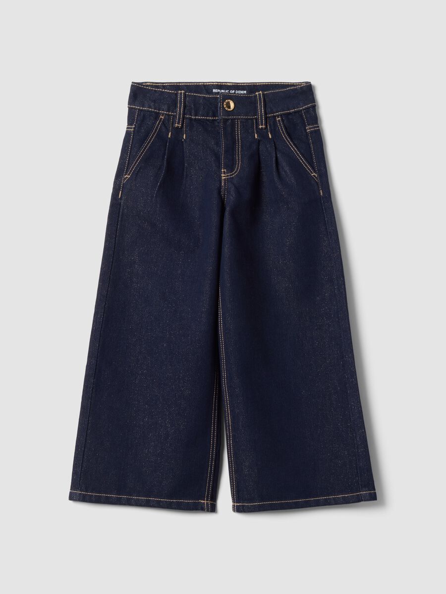 Blue wide-leg jeans in a cotton and lyocell blend_0