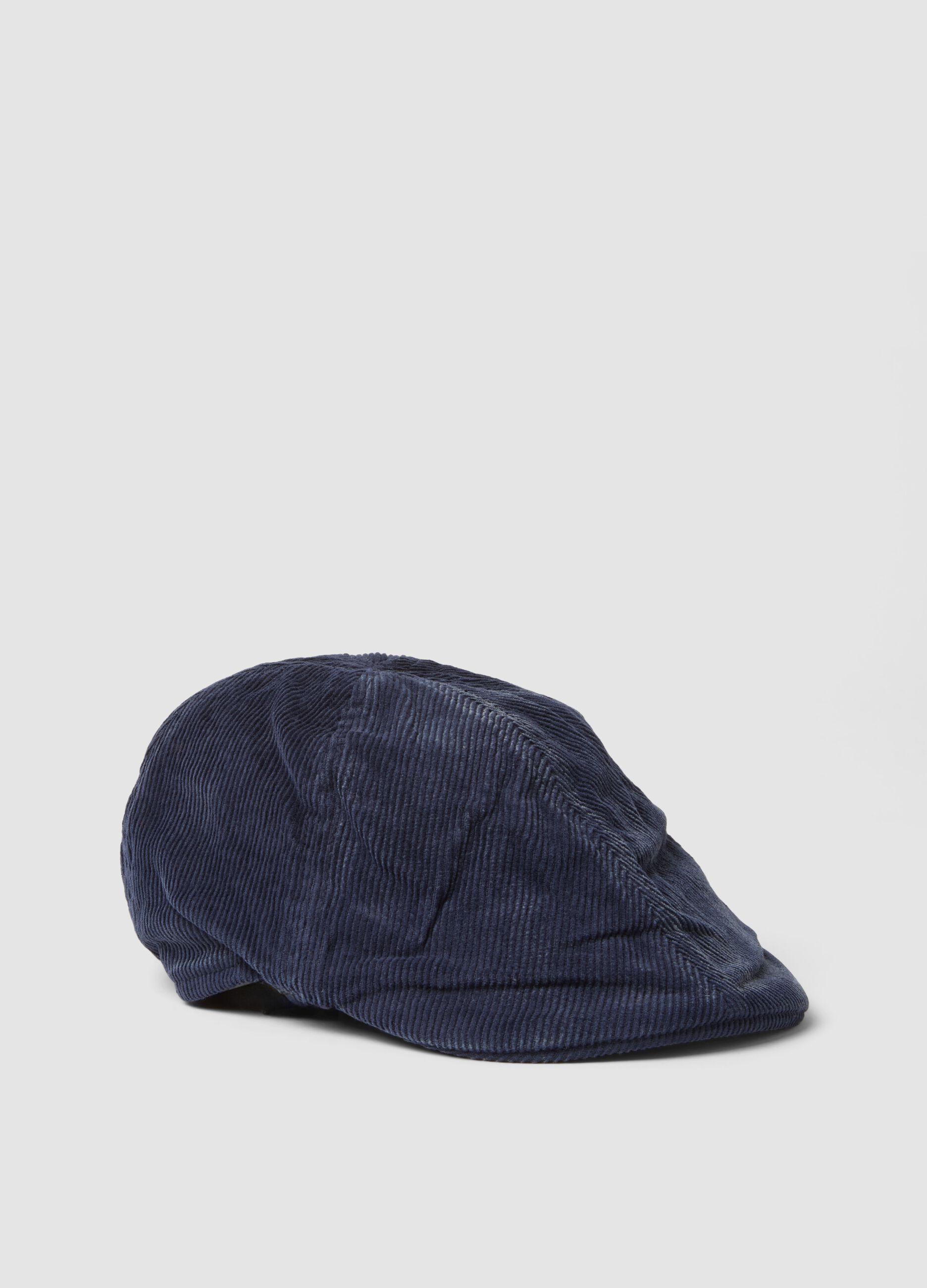 Coppola blu navy in puro cotone a costine