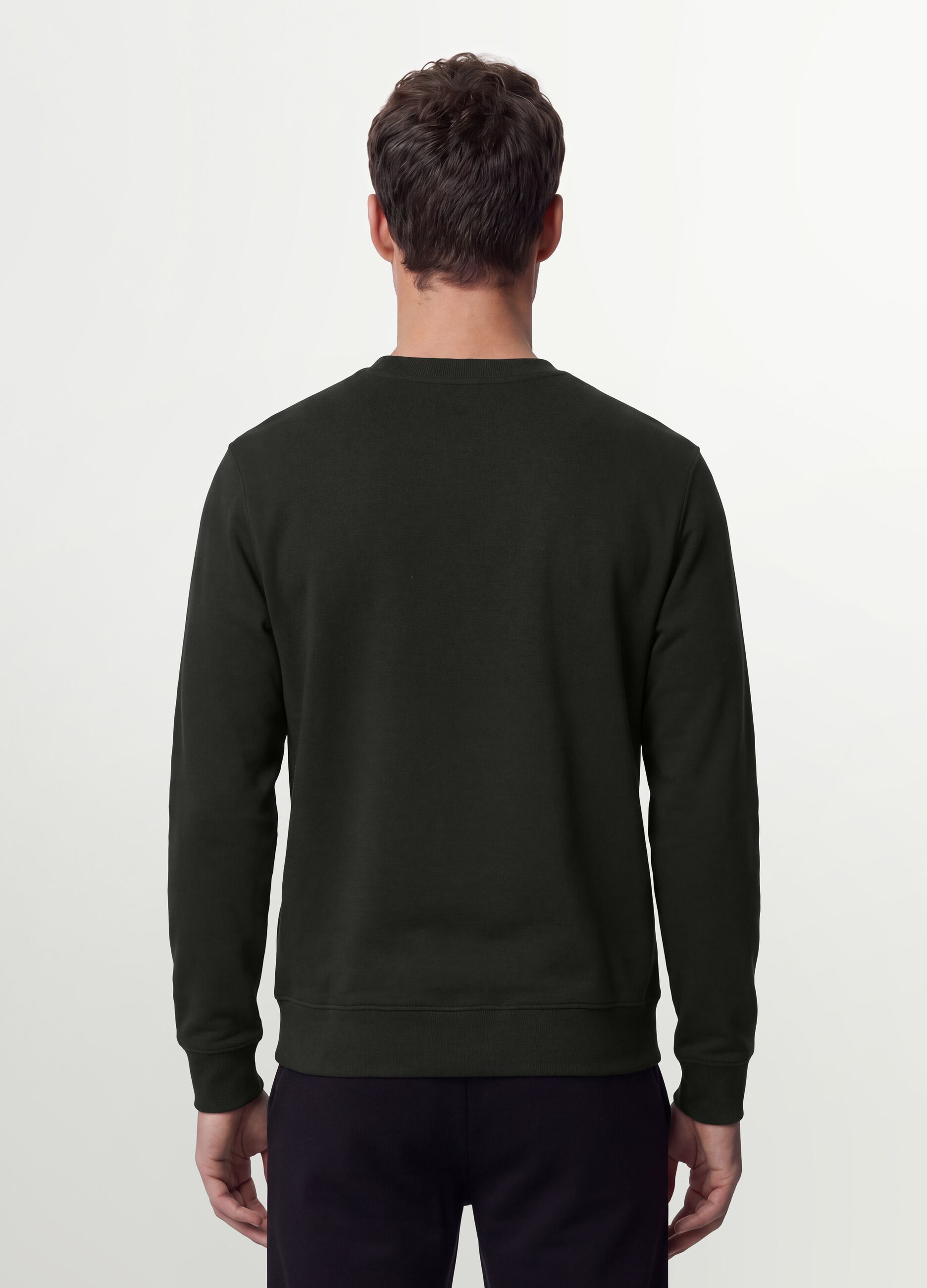 Black crew-neck cotton-blend sweatshirt, regular fit