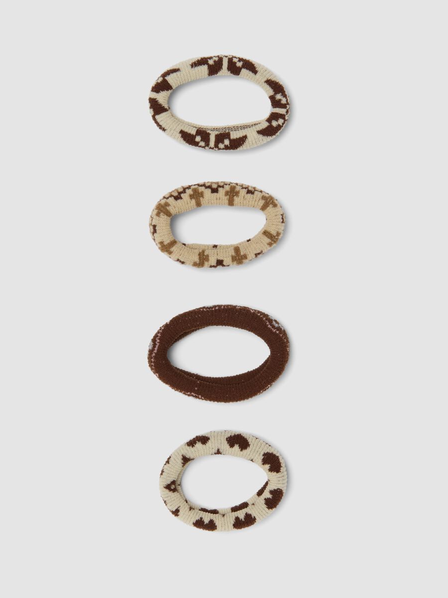 Beige jacquard-pattern hair tie set_1