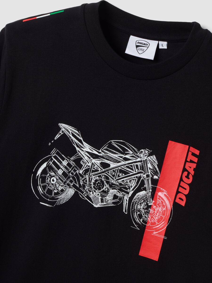 Black pure cotton Ducati print T-shirt, regular fit_5