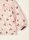 Pink padded hooded jacket with cherry print_1