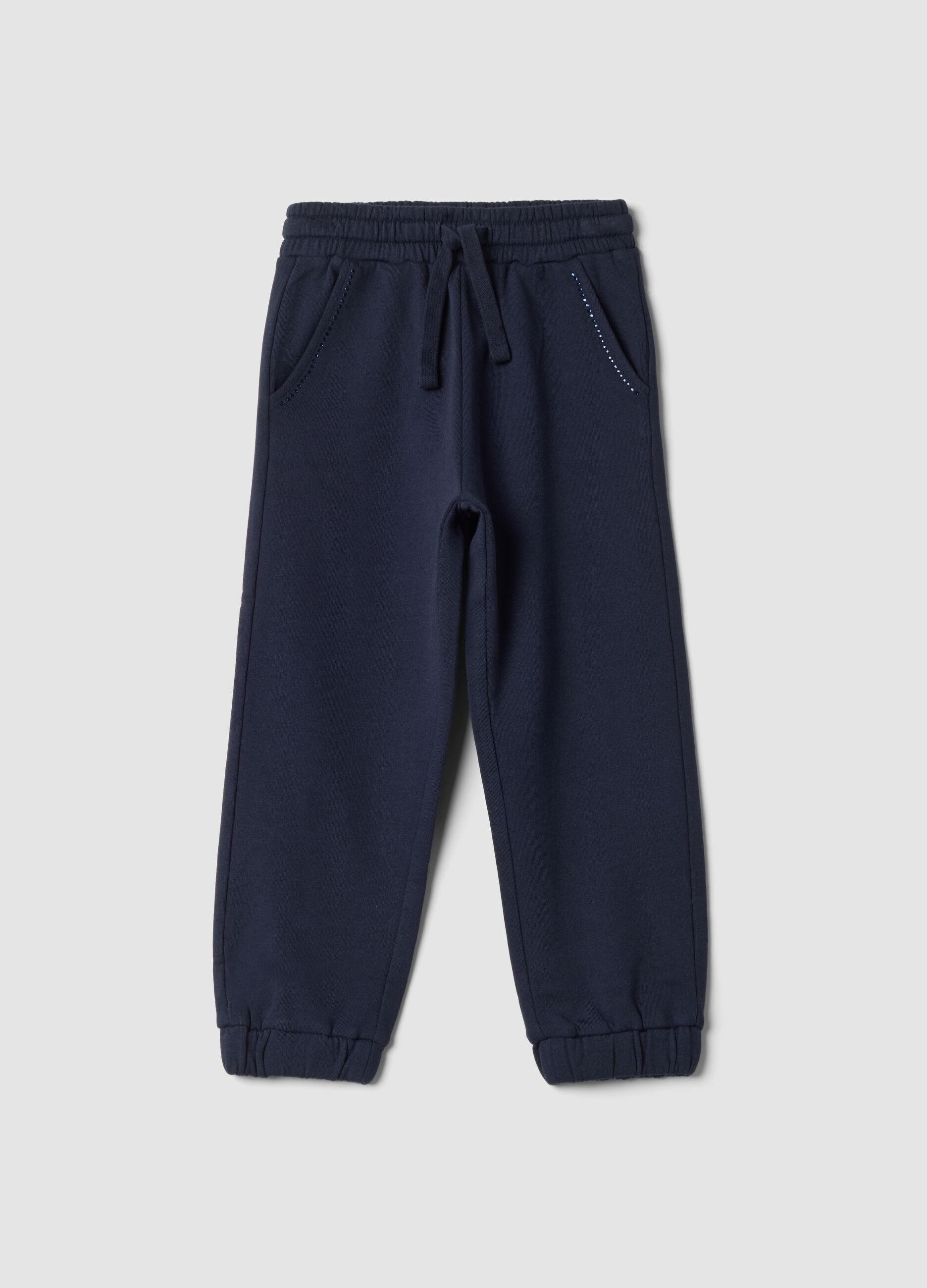 Blue pure cotton jogger trousers