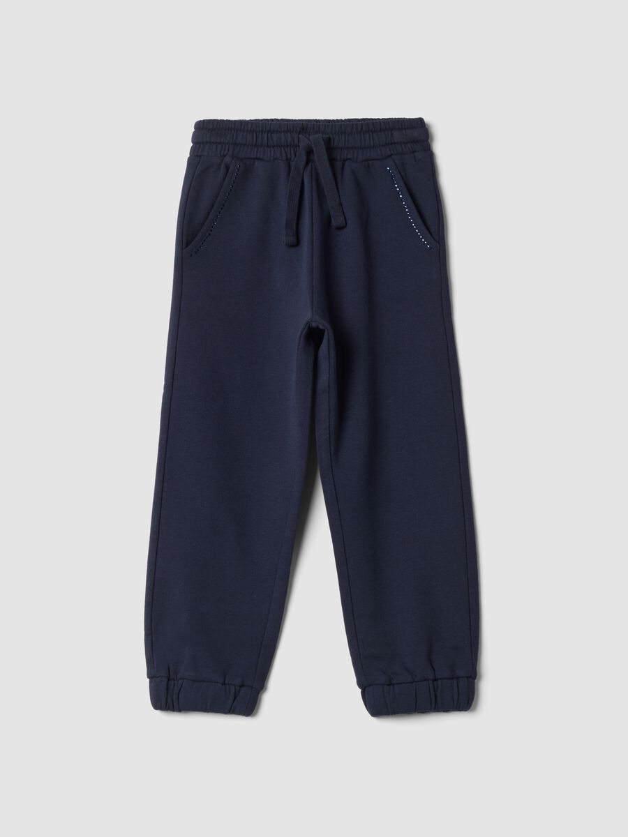 Blue pure cotton jogger trousers_0