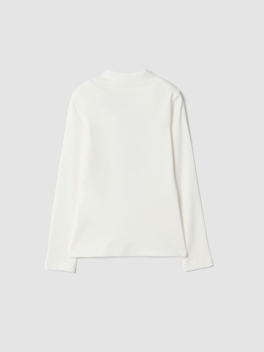 White organic cotton high-neck printed T-shirt_1