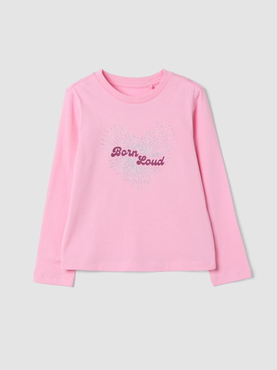 Pink crew-neck T-shirt in 100% organic cotton_0
