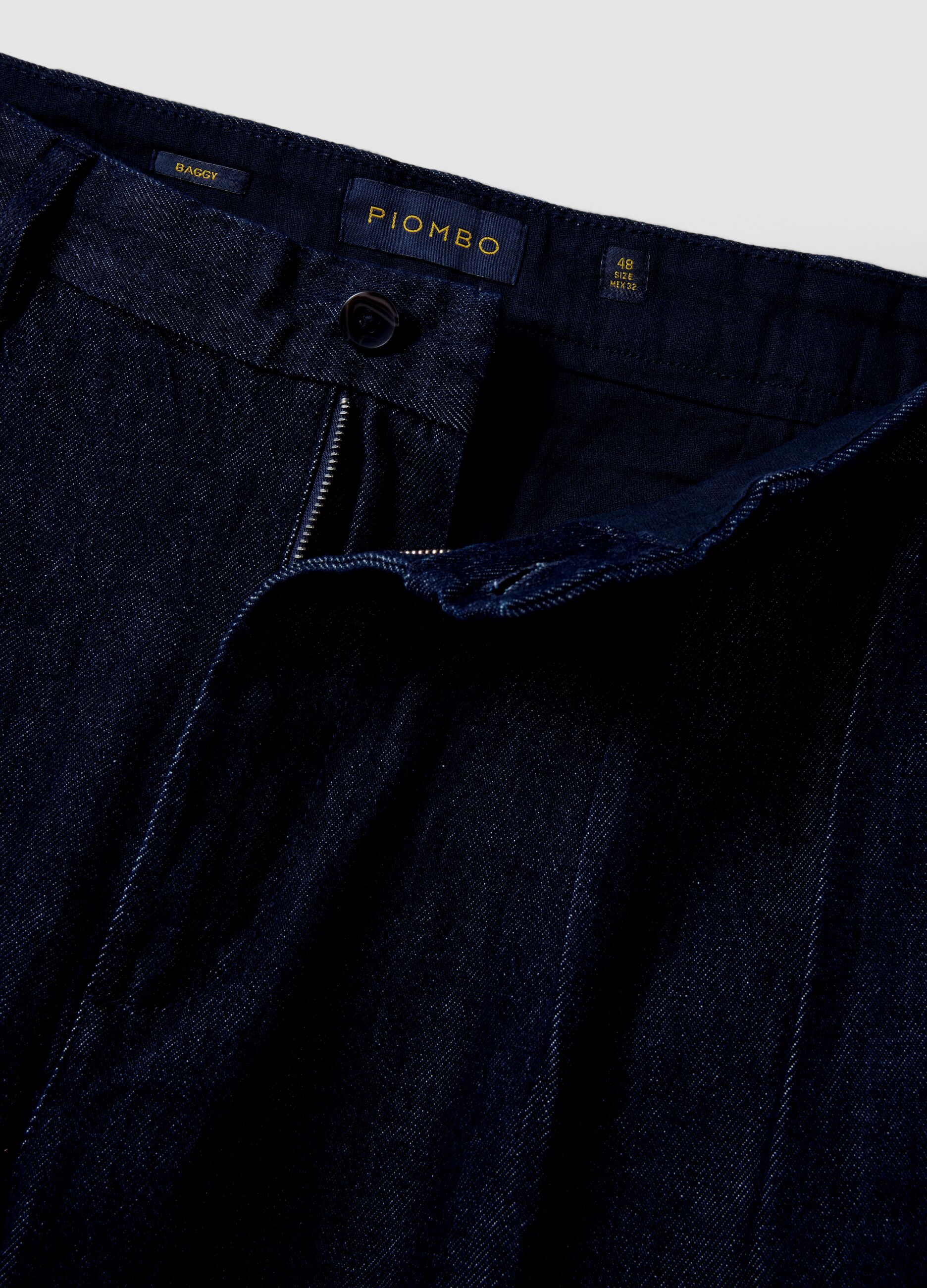 Jeans chino blu in puro cotone baggy fit