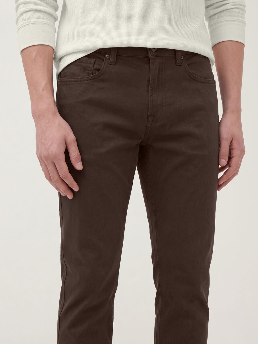 Brown denim jeans in stretch cotton, slim fit_2