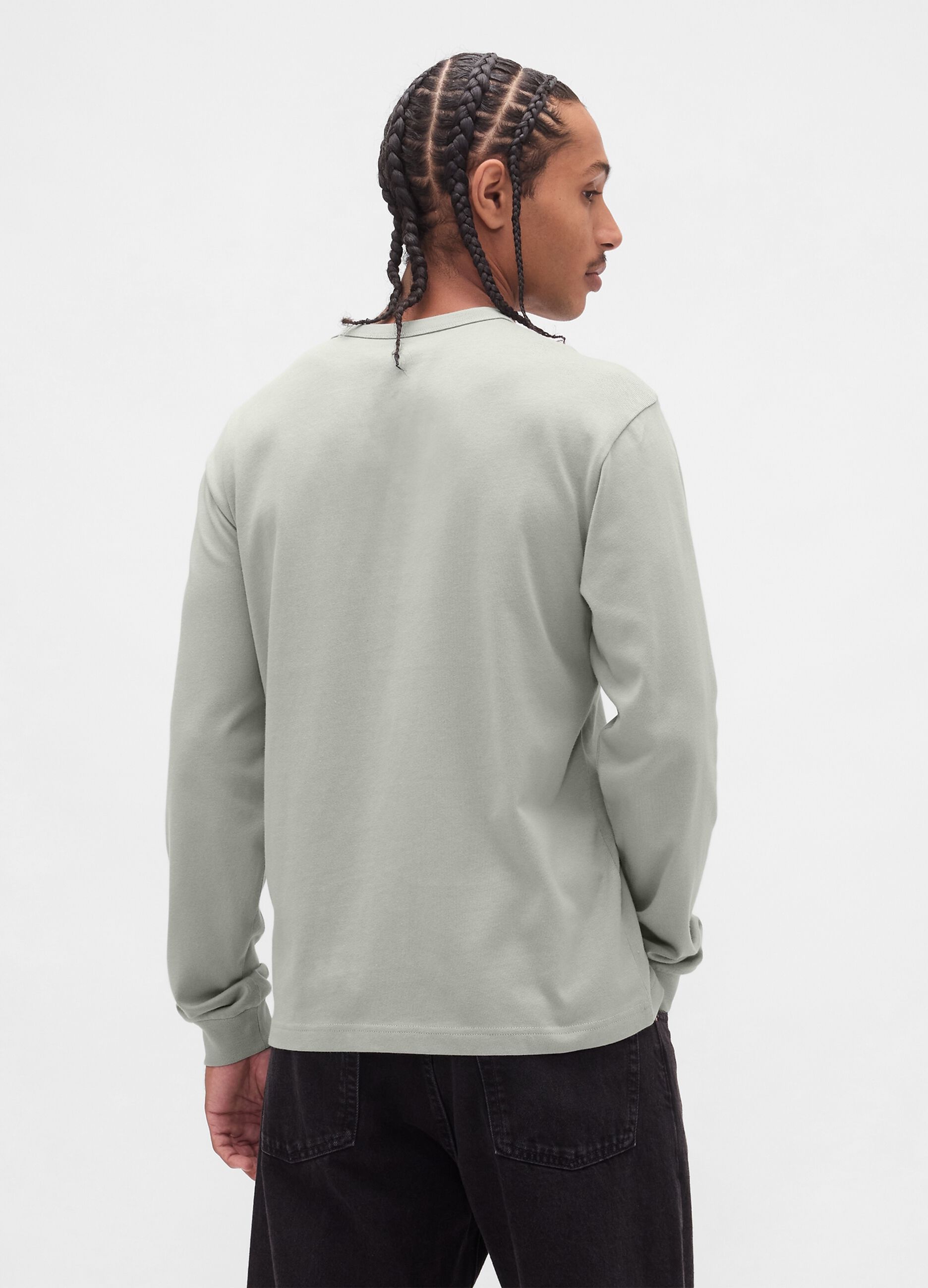 Grey Long Sleeve Cotton T-Shirt