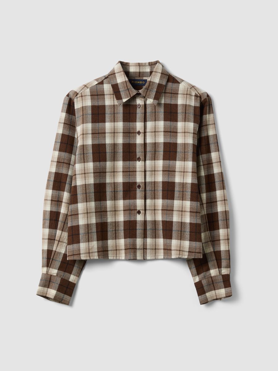 Camicia marrone a quadri in flanella di puro cotone regular fit_4