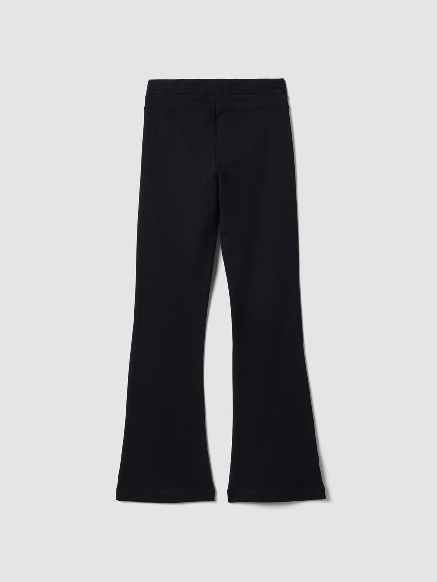 Girls' black slim-fit stretch organic cotton trousers_1