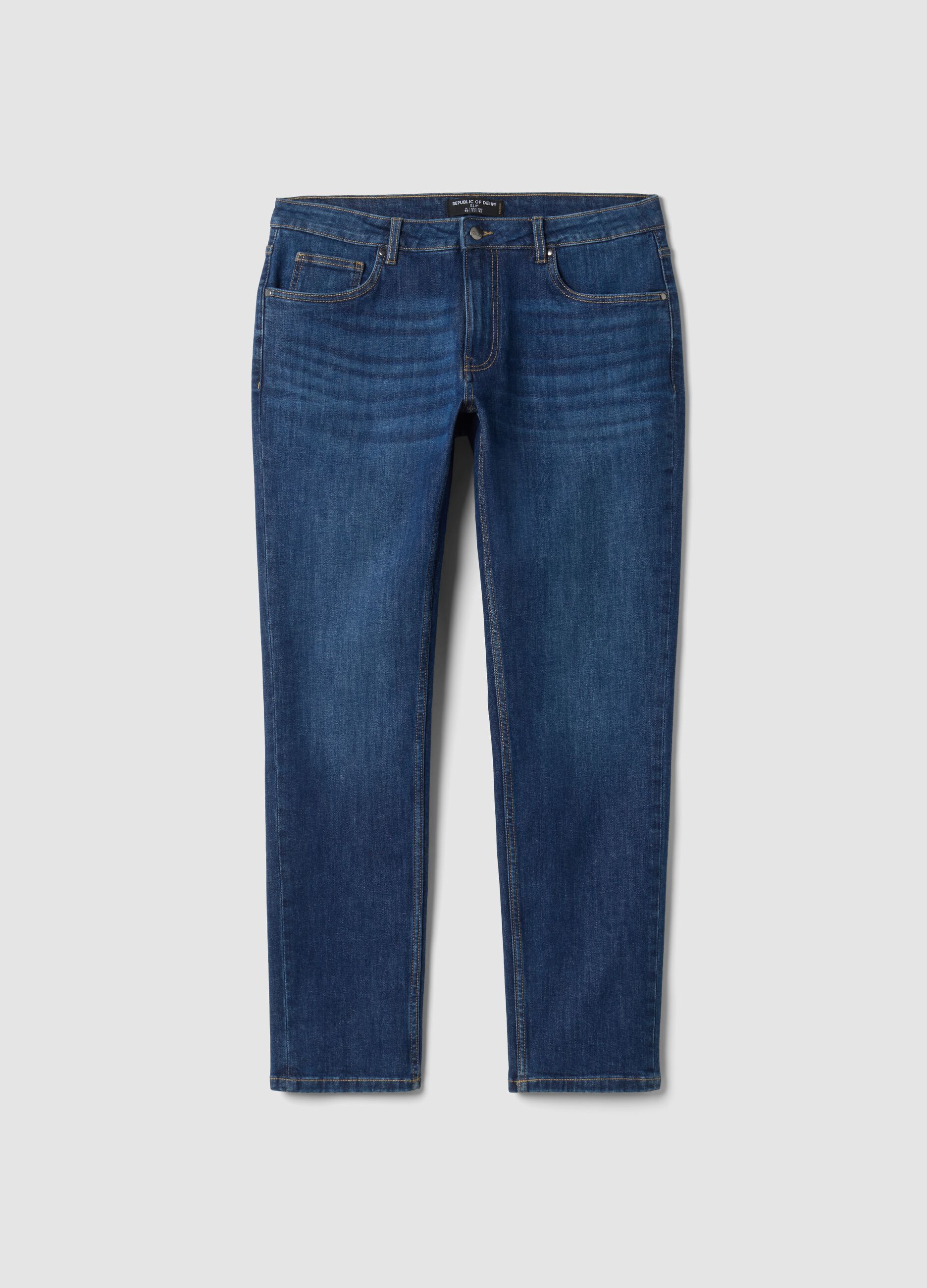Jeans blu scuro in cotone elasticizzato slim fit
