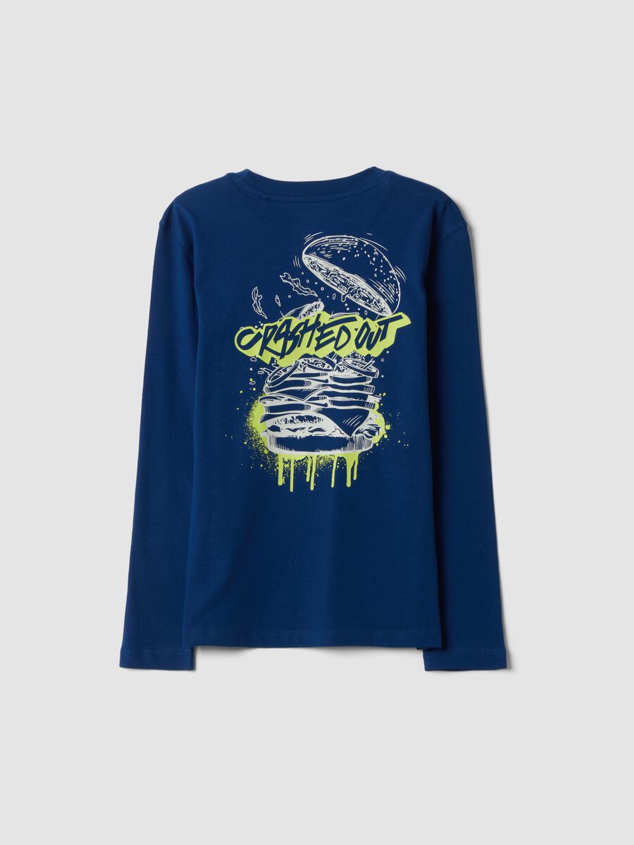 Blue organic cotton relaxed-fit T-shirt with print_2
