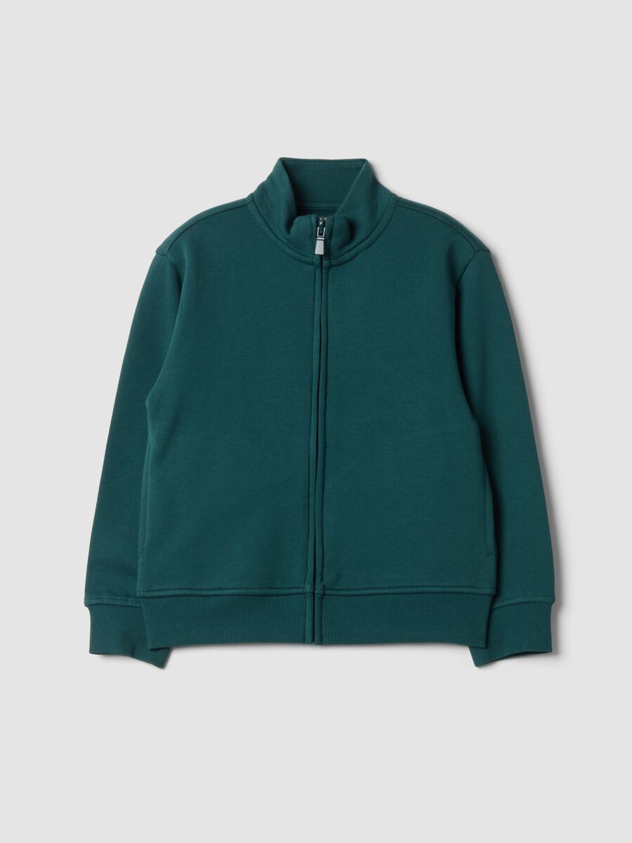 Felpa verde con colletto in puro cotone organico_0