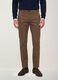 Men's brown slim-fit stretch cotton twill chino trousers_1