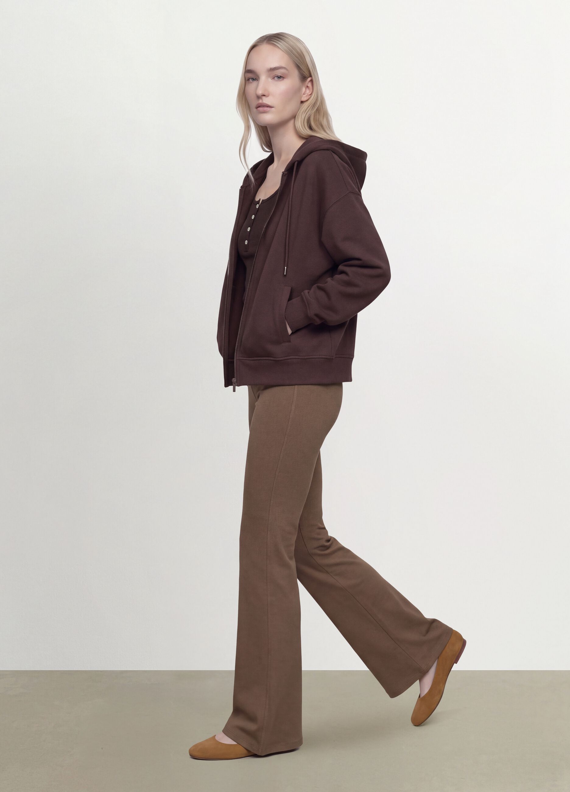Brown flare-fit leggings in stretch viscose jersey