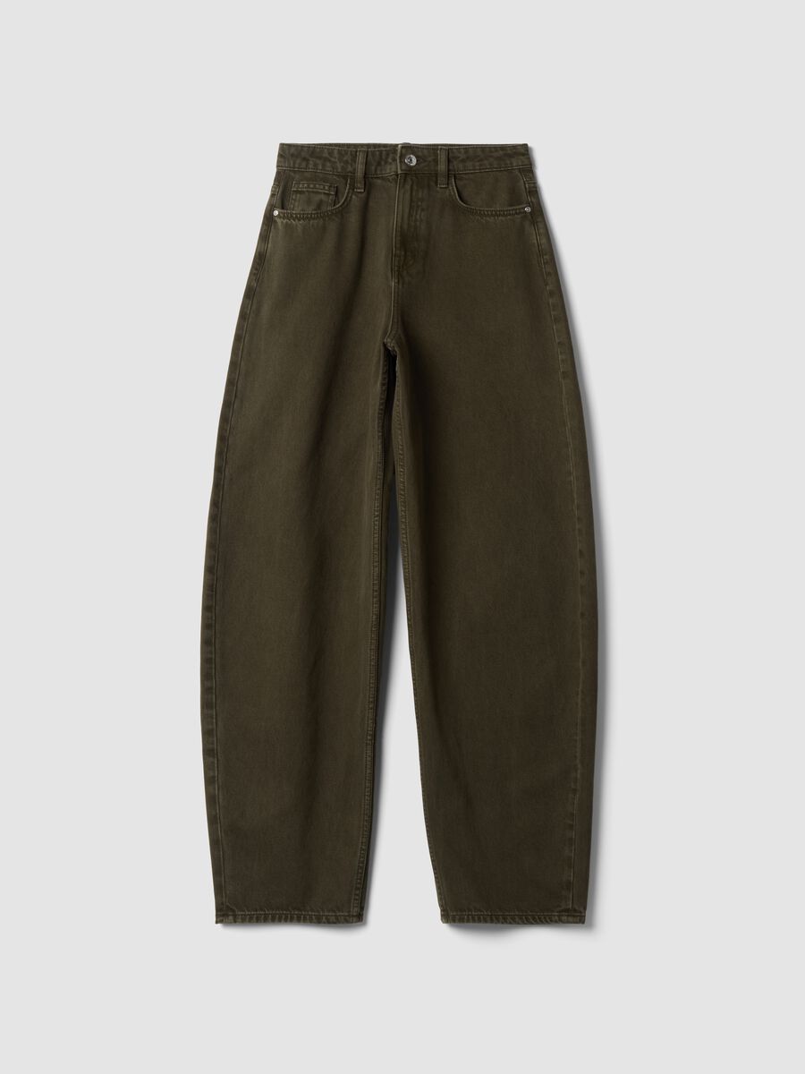Green pure cotton barrel-fit jeans_4