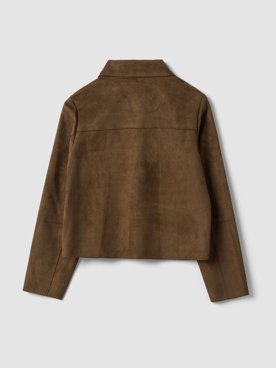 Brown regular-fit shacket with patch pockets_6
