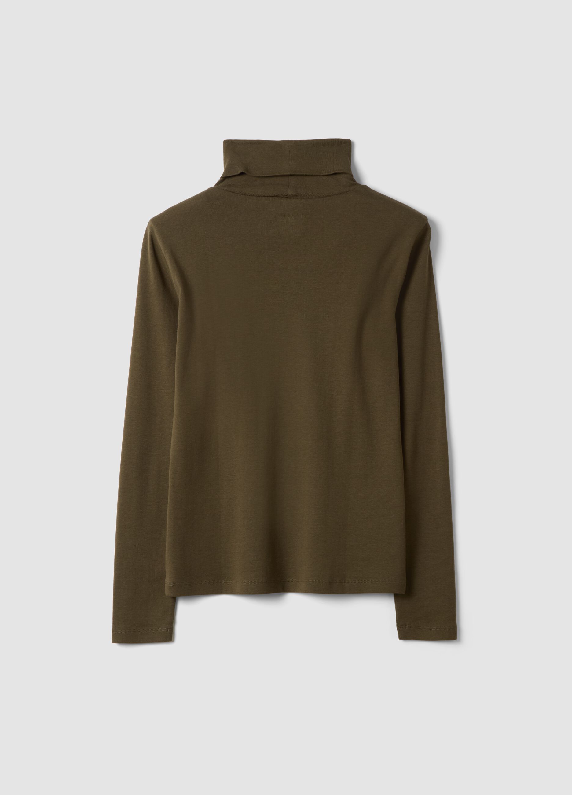 Brown crew-neck pure cotton T-shirt