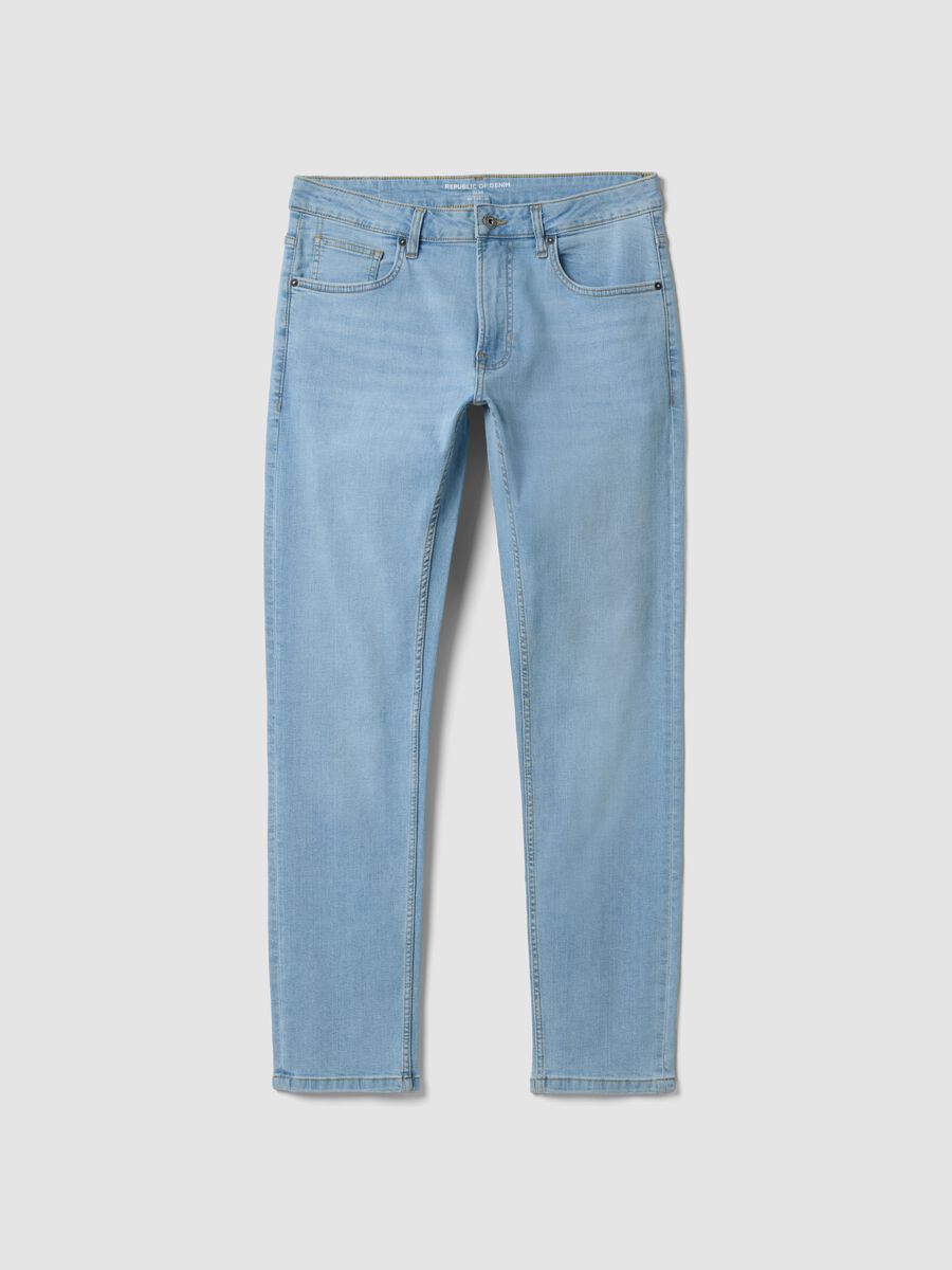Light blue slim-fit stretch cotton jeans_3