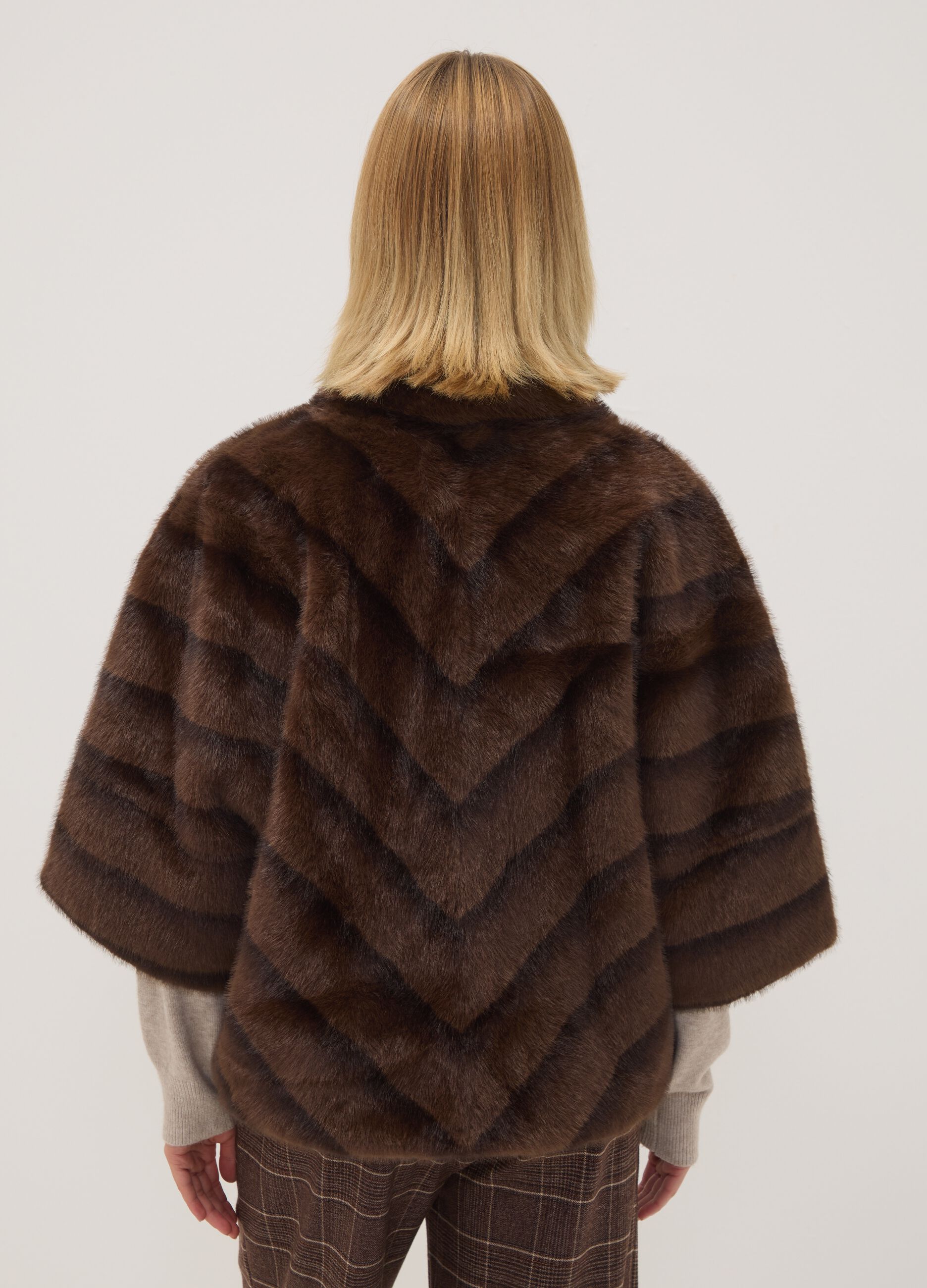 Brown regular-fit coat with zip