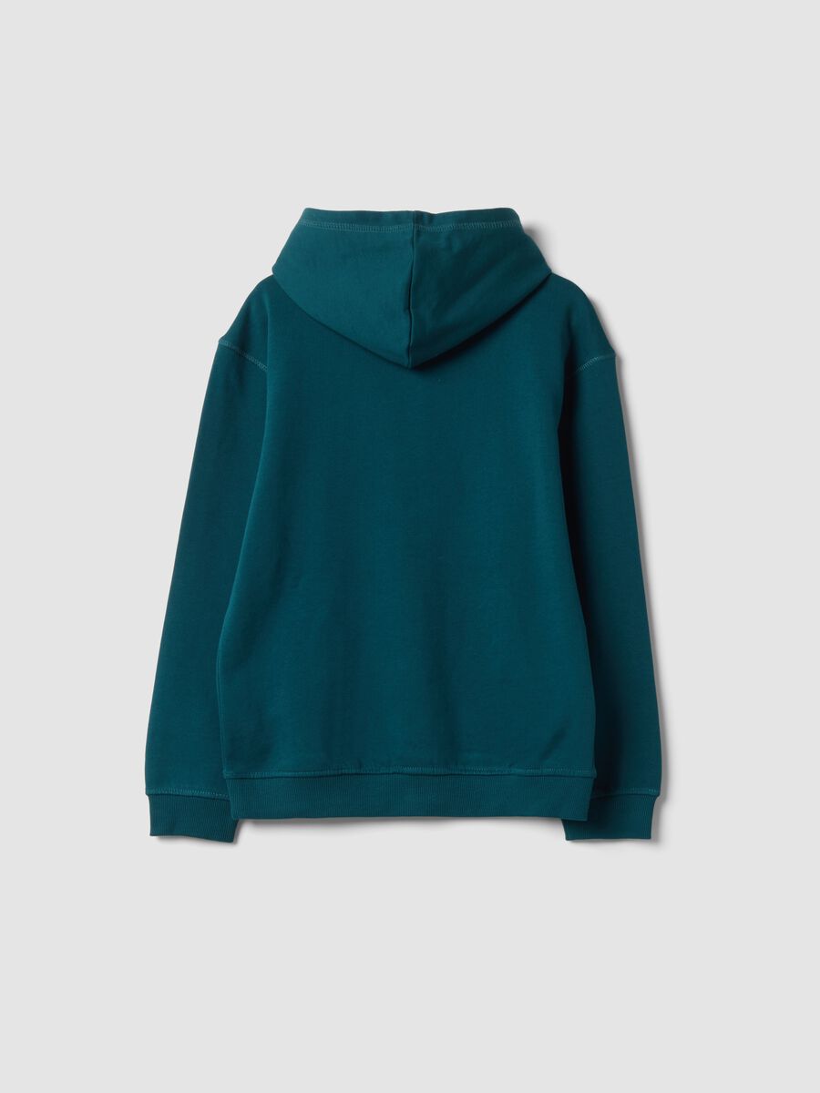 Green hooded sweatshirt in pure organic cotton_1