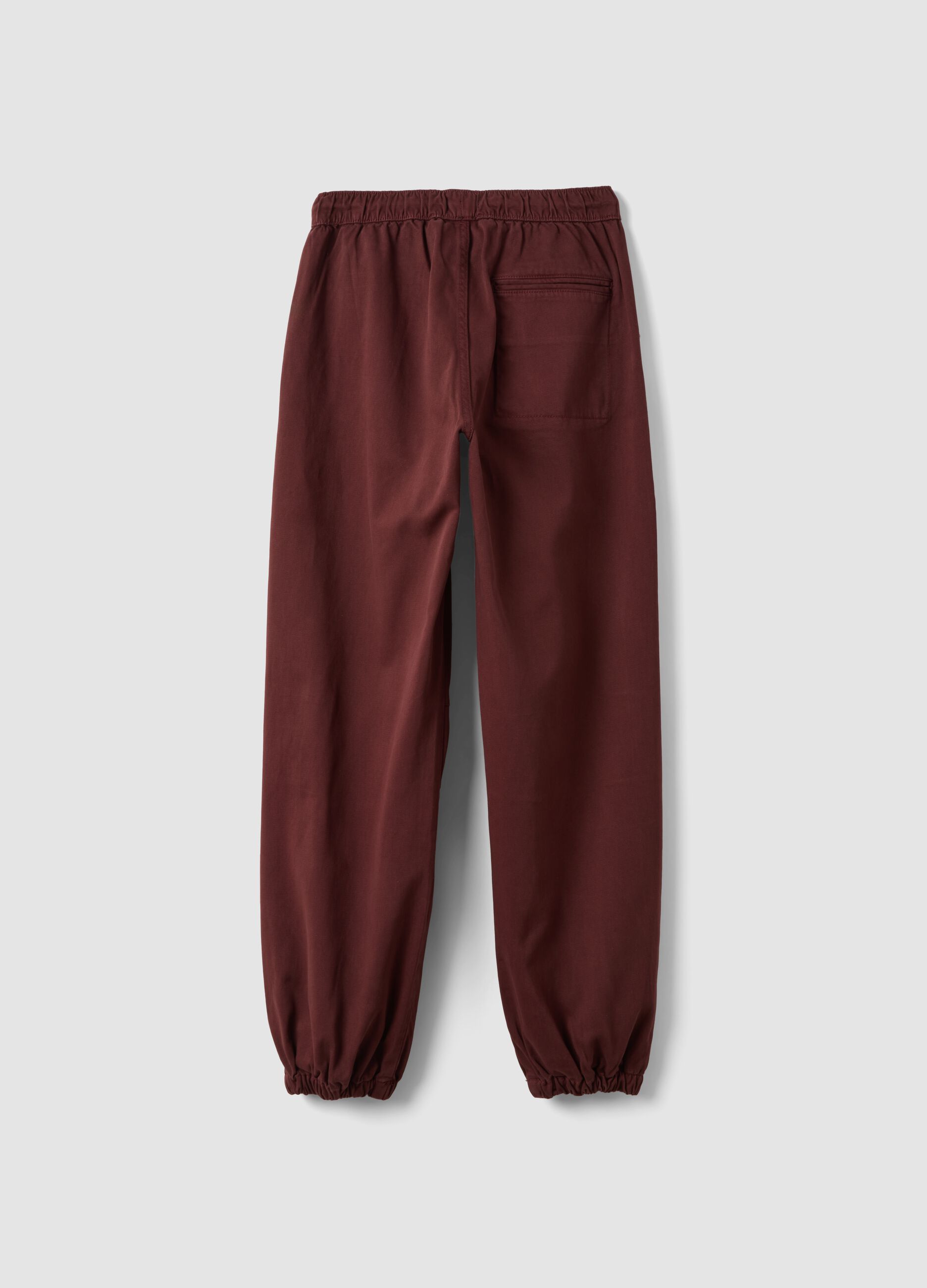 Red stretch cotton joggers with elasticated cuffs, comfort fit