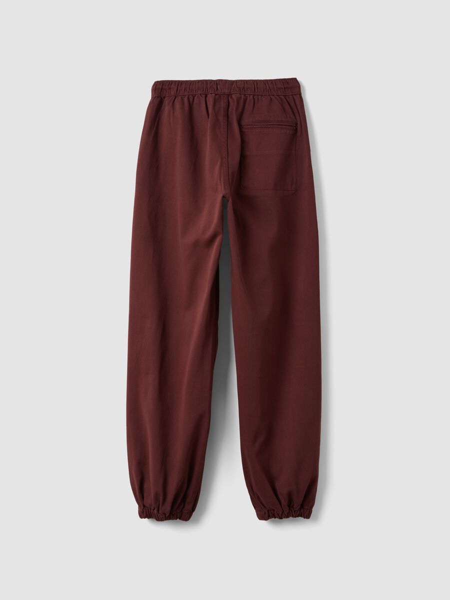 Red stretch cotton joggers with elasticated cuffs, comfort fit_2