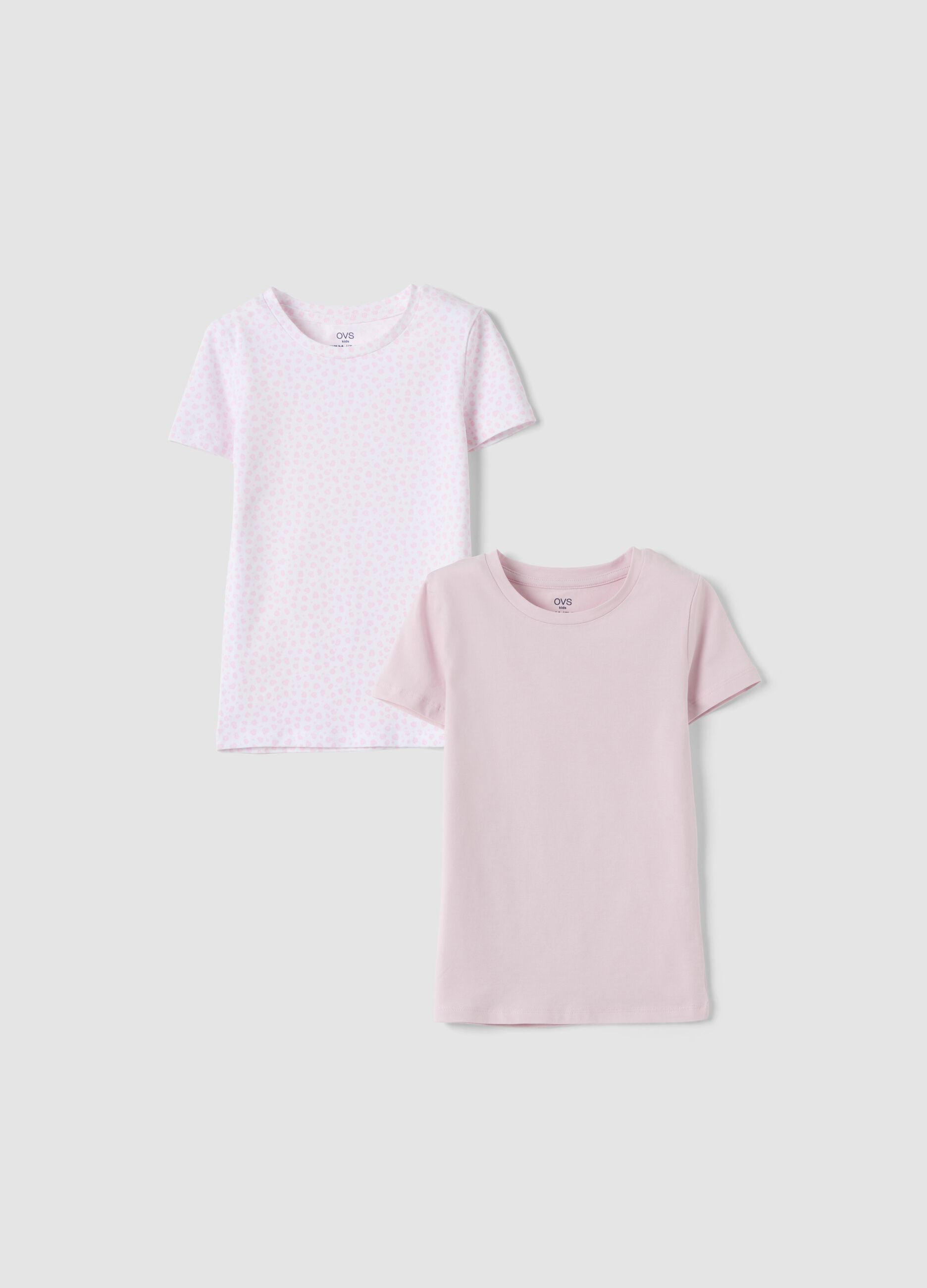 2-pack pink stretch organic cotton crew-neck T-shirts with print