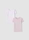 2-pack pink stretch organic cotton crew-neck T-shirts with print_0