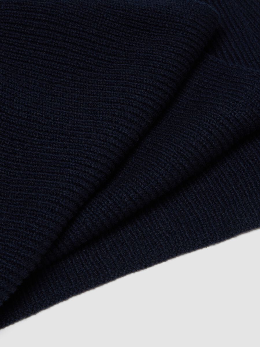Blue ribbed pure cashmere scarf_2