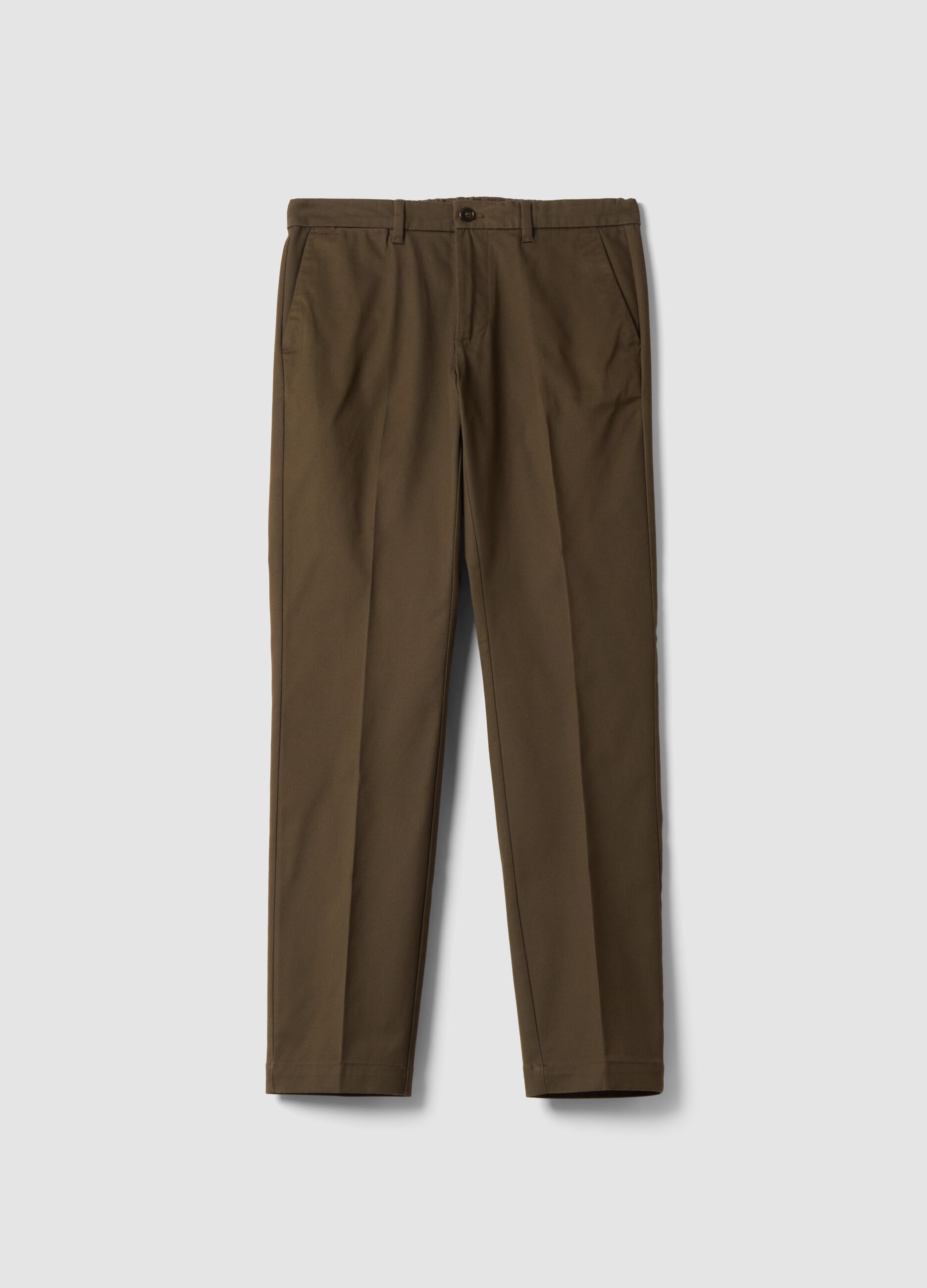 Brown slim-fit stretch-twill chinos
