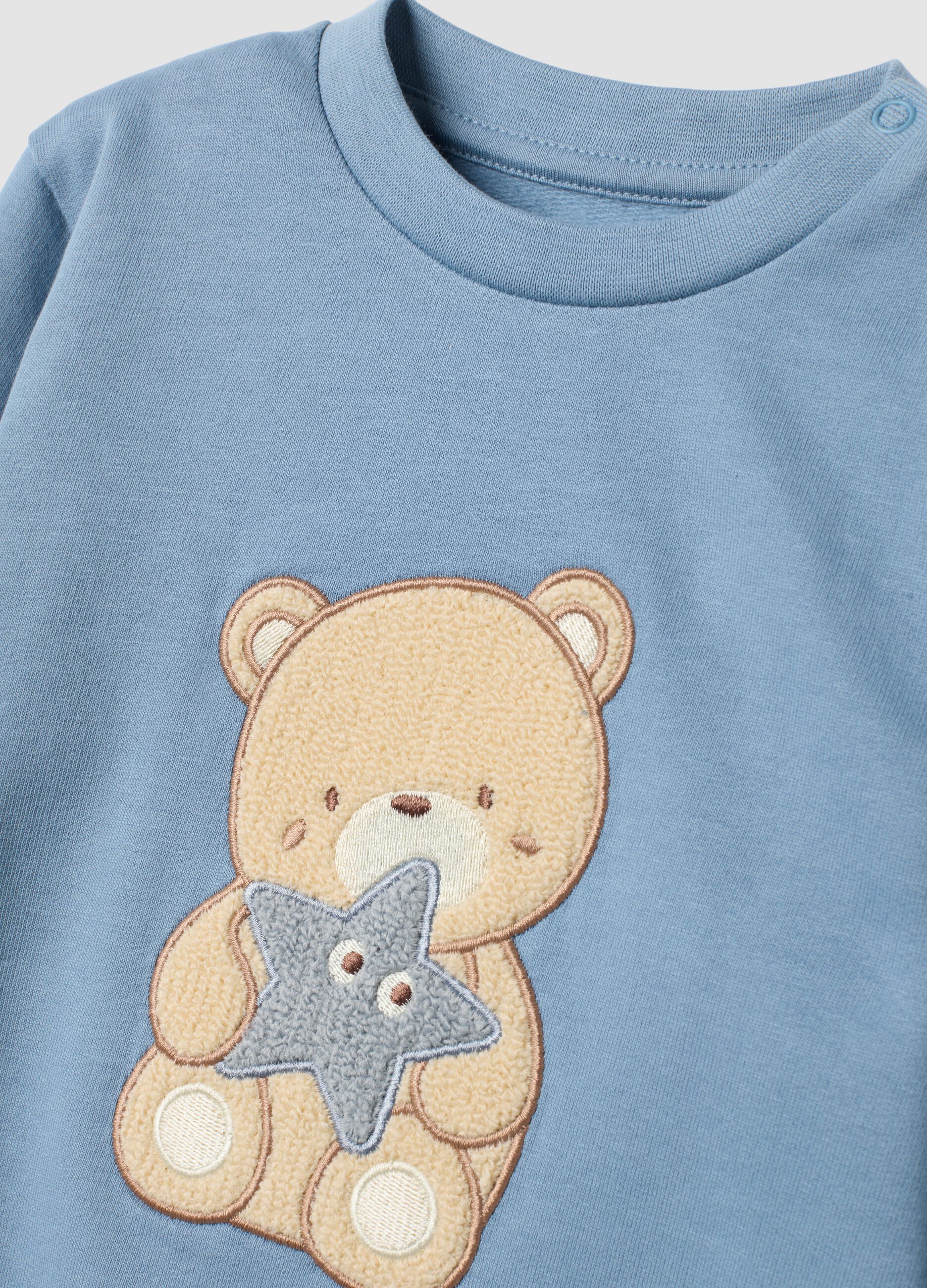 Pigiama azzurro in puro cotone organico con girocollo